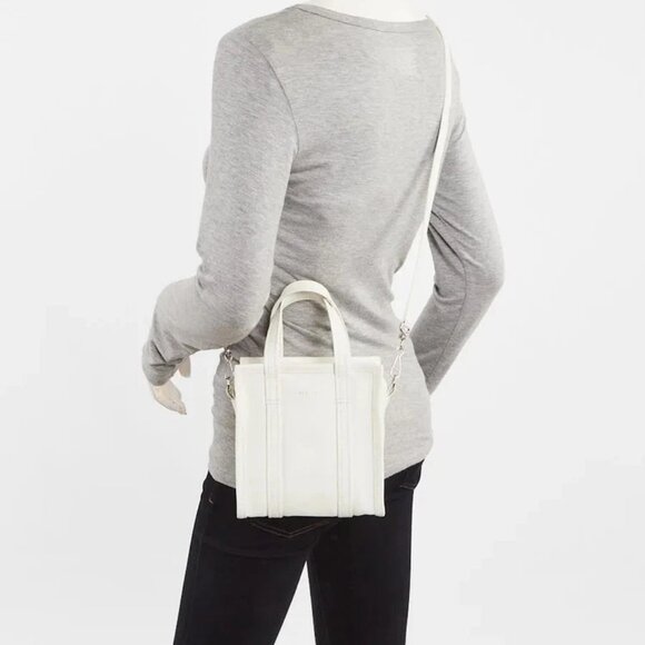 Balenciaga White Lambskin Leather Bazar Extra Extra Small Shopping Tote Bag - Picture 2 of 10